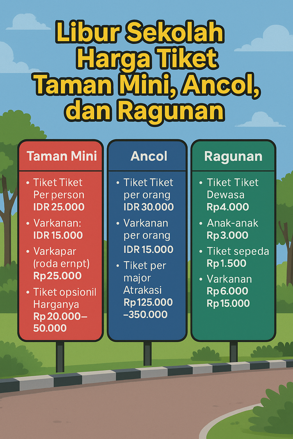 Libur Sekolah Harga Tiket Taman Mini, Ancol, dan Ragunan 2025