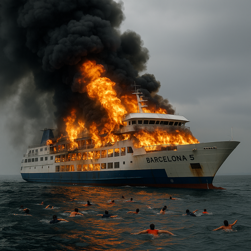 Kapal Barcelona 5 Terbakar di Perairan Talise, Penumpang Panik dan Lompat ke Laut